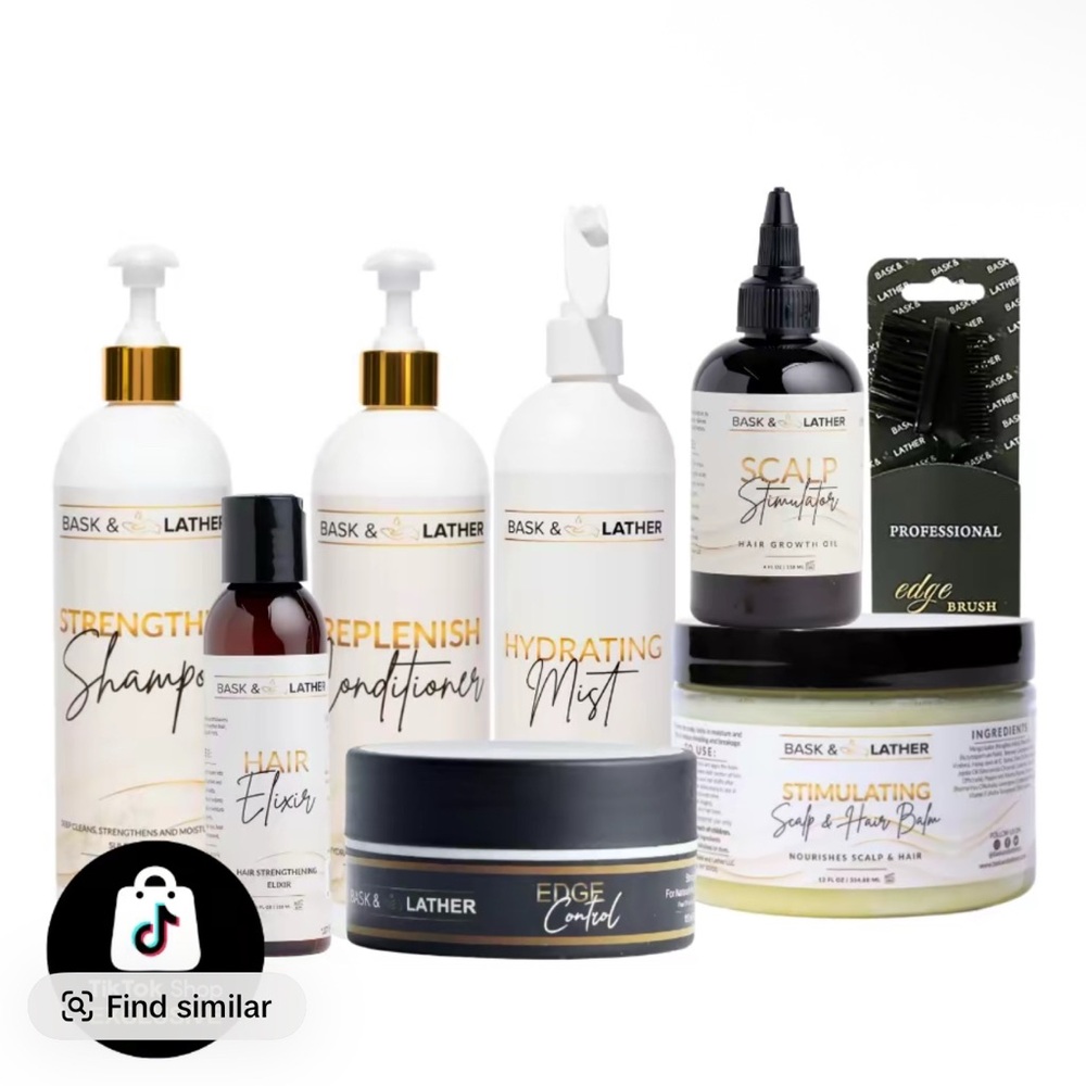 Bask & Lather Hair Care Set - White & Gold Packaging